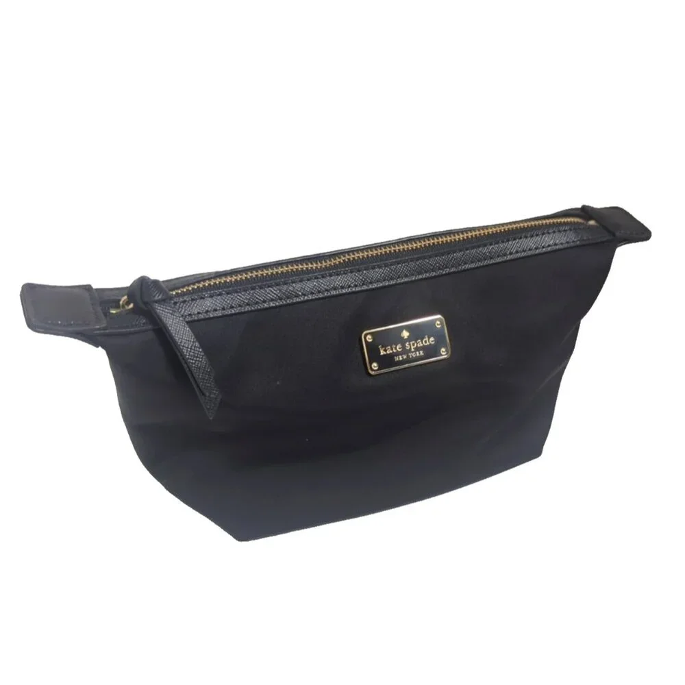 Kate Spade Jodi Wilson Road Black Nylon Accessory Pouch Makeup‎